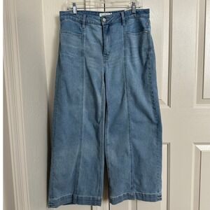 Unpublished Greta Crop Wide‎ Leg High Rise Jeans Light Wash Size 31